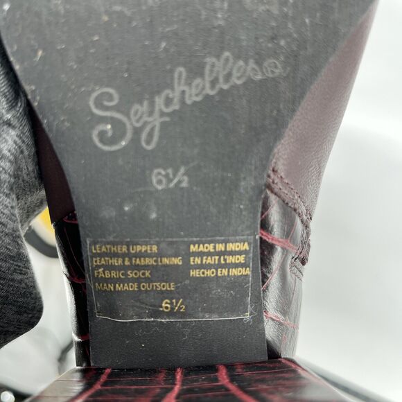 Seychelles Boots Womens 6.5 Burgundy Croc Embossed Siesta Bootie - Picture 10 of 11